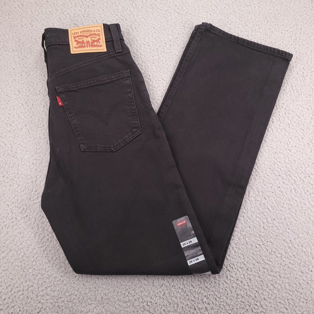 LEVIS Jeans Size 25 Baggy Dad Straight Leg Button Fly Black Denim 25x29